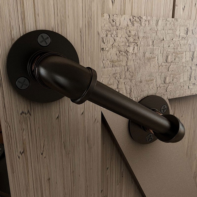 TOIMIOTOIM 9.6" Pipe Barn Door Pull Handle Black Rustic Industrial