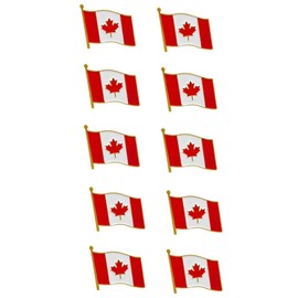 10PCS Canadian Maple Leaf Flag Lapel Pins (10)