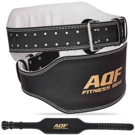 AQF Weight Lifting Belt for Men Gym Fitness, 6" Padded Lumbar Back Support, 7mm Thick Leather Training Belt with 11 Adjustable Holes, Ideal for Powerlifting, Bodybuilding