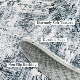 ROYHOME Runner Rug 2x6 Vintage Hallway Rug Washable Runner Rug Non Slip Stain Resistant Soft Rugs Laundry Room Rrug Low Pile Distressed Rug for Kitchen Bathroom Bedroom, Grey Multi