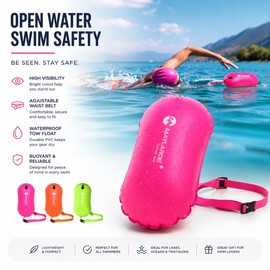 PVC Swim Tow Float Buoy for Open Water – Inflatable Waist Belt Dry Bag for Pool, Rafting & Outdoor Swimming