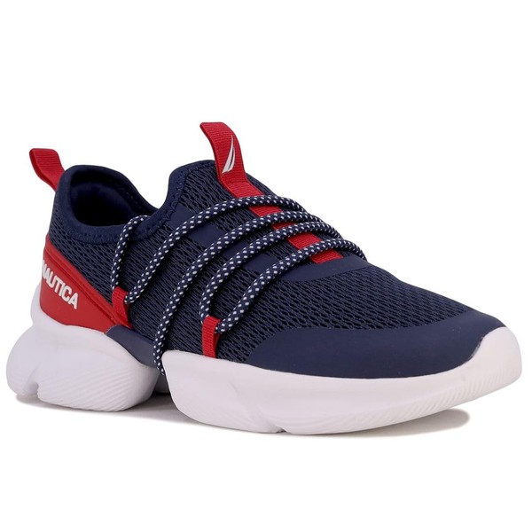 Nautica - Zapatillas deportivas para correr con cordones para mujer, Eriko, rojo, blanco y azul, talla 8.5