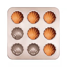 Madeleine Backformen Muschelform Kuchenform Bärentatzen Backform Antihaft Madeleine Backblech Form Französische Dessert Backform aus Karbonstahl 9 Mulden Für Muffins Brownies Brot Pudding Schokolade