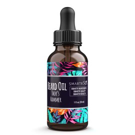 SmartrSkin Beard Growth Oil for Beard Grooming, Softening, Hair Growth - Contains Hair Vitamin E, Virgin Argan, Jojoba, Apricot, Avocado Oil - Beard Straightener for men 30ml (Thor's Hammer)