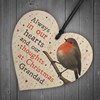 RED OCEAN Christmas Robin Memorial Wood Heart Tree Hanging Decoration