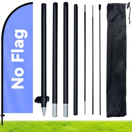 6.6FT Feather Flag Pole Kit with Ground Spike, Aluminum Alloy Flagpole with Fiberglass Top Pole, Fits 1.6x6.6FT / 1.6x6.1FT Feather Flags, Portable Lightweight Pole for Outdoor Business Advertising, No Flag