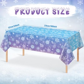 1 Pack Winter Snowflake Plastic Tablecloth Decorations, Blue and Purple Snowflake Winter Wonderland Disposable Table Cover for Christmas Holiday New Year Party Supplies Decorations, 54x108 Inch