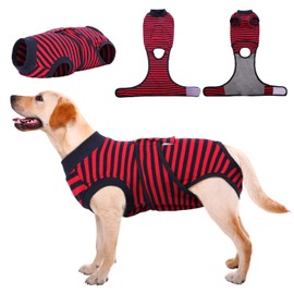 Kuoser Dog Surgery & Recovery Suit - Adjustable Post-Op Body Suit for Male & Female Dogs - XXL Red