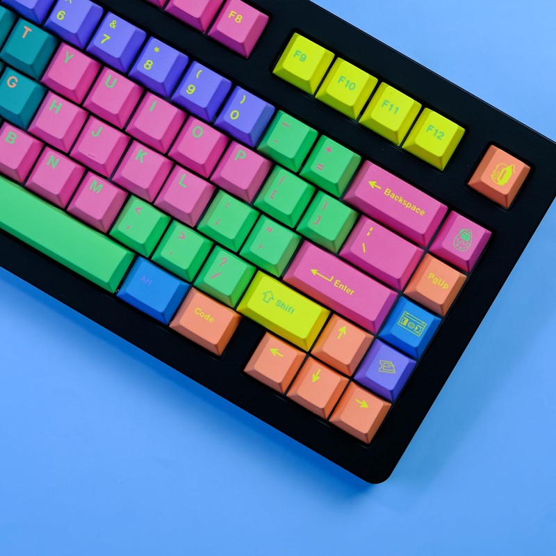 TIMSEKER 129-Key PBT Cherry Profile Keycaps Ergonomic Rainbow Mechanical Keyboard