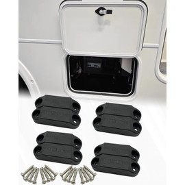 FYWZ RV Magnetic Door Catch, Magnetic Baggage Door Catch and Holder Kit Black RV Storage Door Latch RV Storage Door Latch to Keep Door Open for Motorhome Travel,Travel Trailers, Camper (4 Pair)