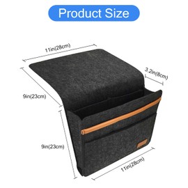 ERKOON Bedside Storage Pocket, Felt Bedside Caddy Thicker Bed Sofa Bedside Hanging Storage Organizer Bag Holder with Pocket for Books, Tablet, TV Remote Control, Phone, Accessories (Dark Grey)