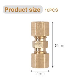 lcyen 10 Pcs Brake Pipe Fittings, OD Tubing 3/16" Brake Pipe Fittings Kit Self-Locking Straight Brass Brake Line Compression Fitting