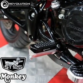 GTR Revolution Honda Monkey 125 Ducks 125 Foot Pegs MONKEY125 DAX ST125 FRONT FOOT PEG 3D CNC Step Foot Rest Metal (Black)