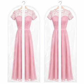 Cwmniily Garment Bags, 2 Pack, 24" x 63" (60 x 160 cm) Long Dress Cover, dress bag, Dustproof Waterproof with Zipper for Wedding Dresses, Evening Gowns