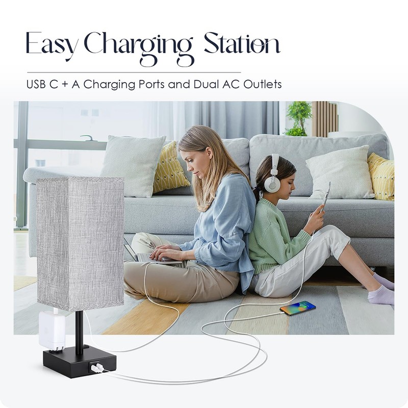 Soilsiu Bedside Table Lamp for Bedroom - Touch Small Lamp