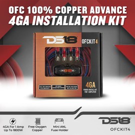 DS18 OFCKIT4 Ultra Flex Advance 4 Gauge Complete Amplifier Installation Wiring Kit 4GA with Fuse Holder and 100 Amp Fuse - Up to 1800 Watts, OFC 100% Cooper