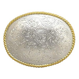 Concho Accessories Craft Belt hat - 3-1/2" x 2-5/8" Buckle Western Cowgirl Cowboy Punk Floral Engraved Belt Buckles (Bright Gold)