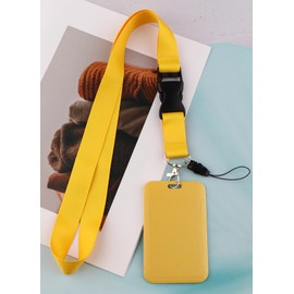 Cordón amarillo con soporte de identificación para llaves, insignias de identificación, llavero, soporte vertical para insignias de nombre con clip