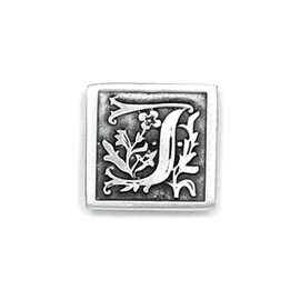 Letter " J " Initial Pin - Gift Packaged - Magnetic Back Closure No holes in Clothes - Handcrafted Pewter Made in USA - Antique Finished