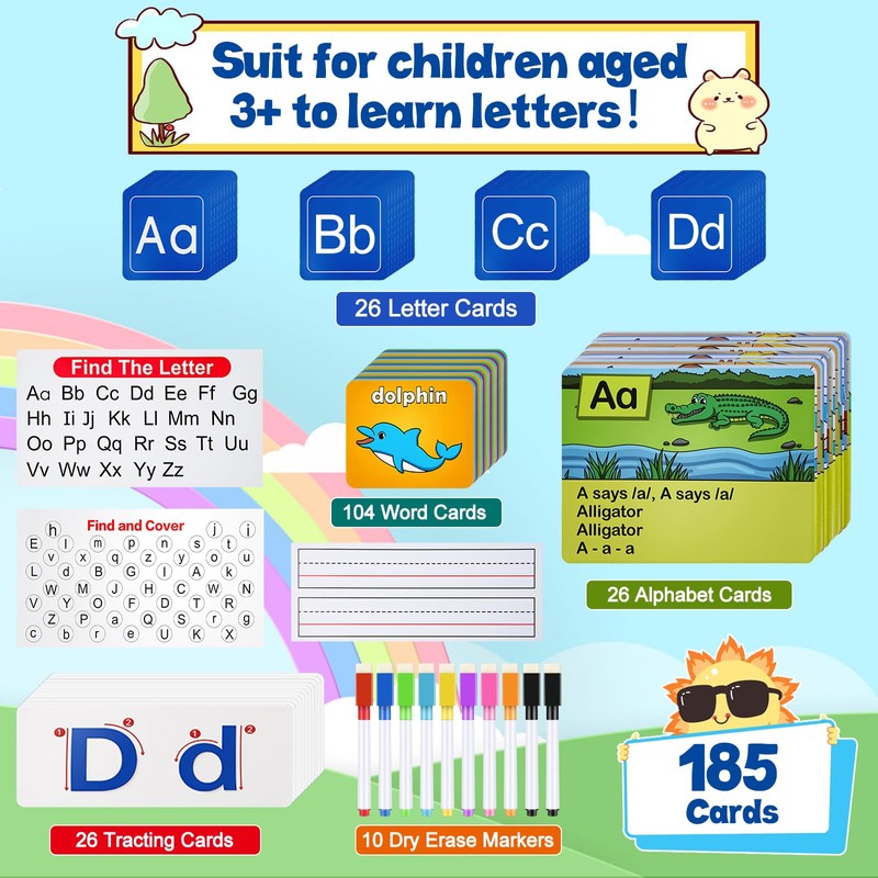 Meetory Alphabet Learning Pocket Chart - 41x28.3in Alphabet Wall Chart