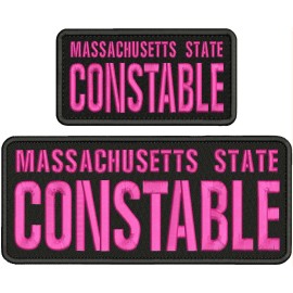 MSSACHUSETTS S CONSTABLE EMB PATCH 4X10 AND 3X6 HOOK ON BACK BLACK/PINK