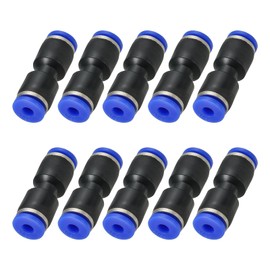 PATIKIL 1/8 Inches Push to Connect Fittings, 5Pcs Plastic Air Line Hose Fitting Quick Release Pneumatic Connectors Straight Union Two Way Coupler for Tube, Blue