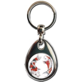 KAZMUGZ KOI CARP KEYRING. Heavy quality metal gift keyring. Double sided keychain. British Wildlife gift.