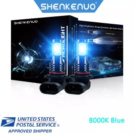 SHENKENUO 2Pcs 8000K Blue 9005 LED Headlight Bulbs High Low Beam Combo Kits Super Bright