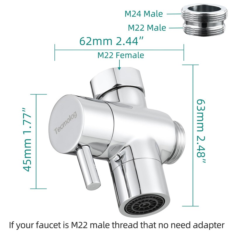 Tecmolog Brass Sink Valve Diverter Faucet Splitter for Kitchen or