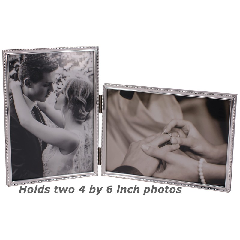 LEADEX Vertical Horizontal Combination Double Photo Frame 4x6 Metal Folding