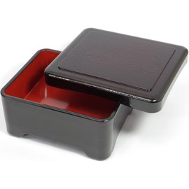 Fukui Craft 3-635-2 Heavy Box, Made in Japan, Heat Resistant, Wood Grain Bowl, Vermilion