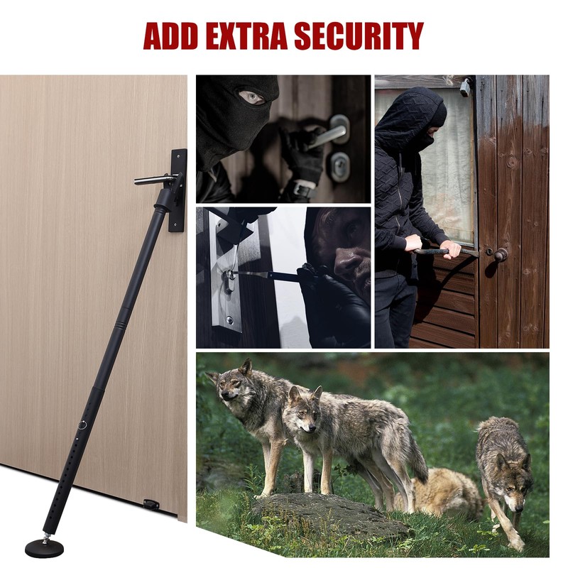 2 Pack Door Security Bar – Anti-Slip 600LB Heavy Duty