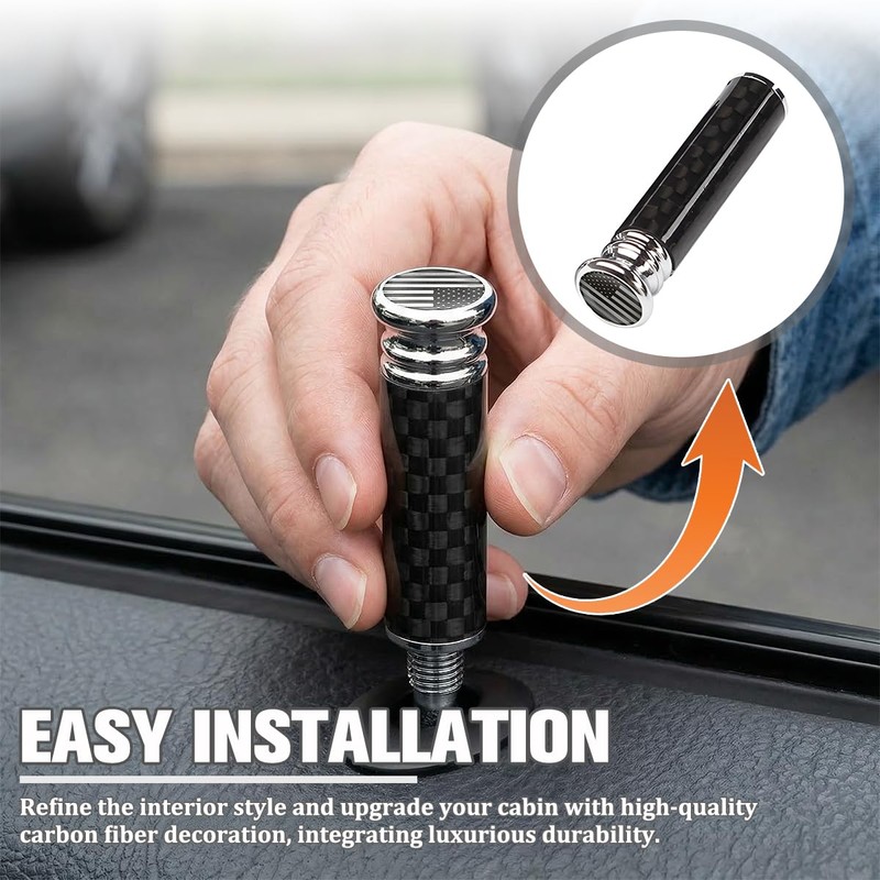 Sandfren 4PCS Carbon Fiber American Flag Car Lock Knobs, Vehicle