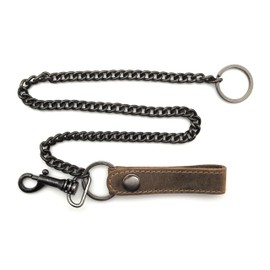 Lemasi Safety Chain Metal Chain Waiter Chain for Waiters Wallet Waiter Purse Biker Wallets with Genuine Leather Loop, cognac brown, Casual