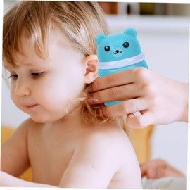 FOYTOKI 2piezas Caja De Polvo Para Borla Puff De Forma De Oso Cartoon Rosa Azul Contenedor De Almacenamiento Ligero Y Fácil De Llevar Para Polvo Talco Infantil Uso Después Del Baño