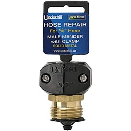 Underhill Garden Hose Repair Kit, Clamp Connectors, Clamps with Coupling, Heavy-Duty Brass Fittings, Menders with Clamp (5/8" Male Mender Clamp)