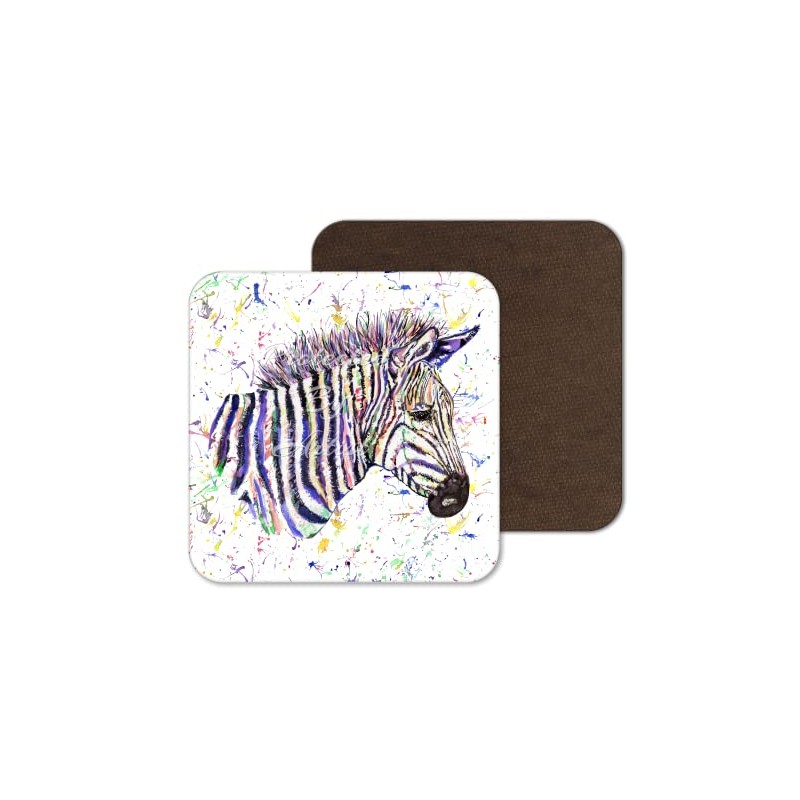 Coaster Zebra Wildlife animal Coasters Watercolour Art Gift Work Office