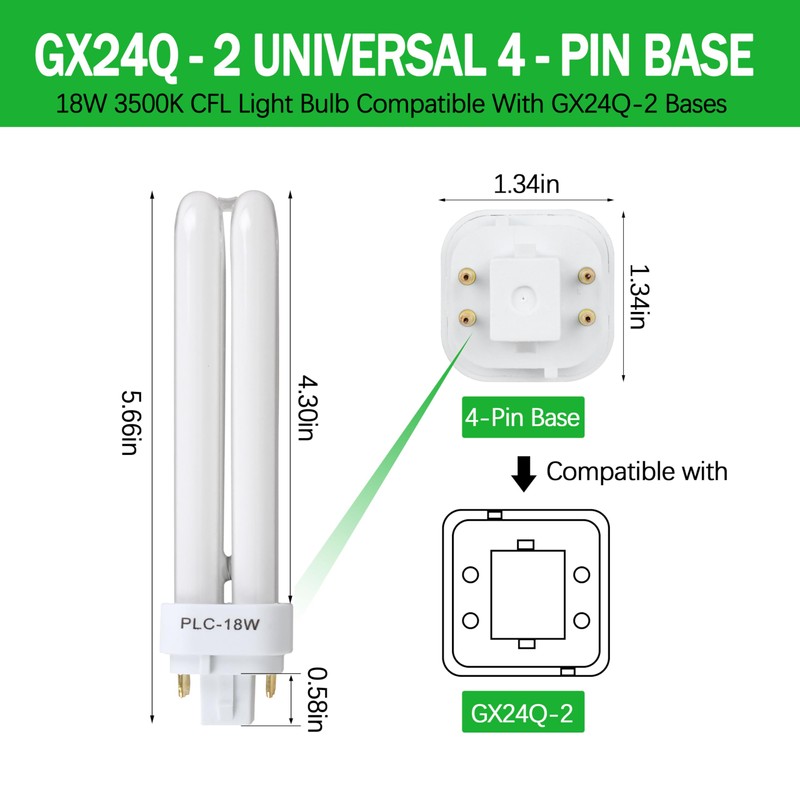 Zfegto FDS18E35/4 CFL Light Bulbs for Panasonic, 4 Pin G24q-2