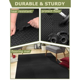 innhom Gym Flooring Gym Mats Exercise Mat for Floor Workout Mat Foam Floor Tiles for Home Gym Equipment Garage, 12 Black and 12 Gray
