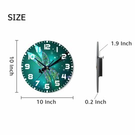 NOMEDOGYIM Dragonfly Wall Clock Abstract Light Spots on Green Background Battery Powered Wall Clock Silent Non Ticking 10 Inch for Living Room, Kitchen, Home,Bathroom, Bedroom