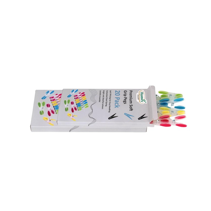 20 x Premium Soft Grip Clothes Pegs Plastic Strong Laundry