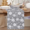 Silver Snowflake Table Runner, 27*275cm/11*108inch Glitter Xmas Long Table Runner