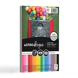 Neenah Astrodesigns Cardstock, Small Cardstock, 4.5" x 6.5", 65 lb/176 GSM, Starter Pack, 18-Colors, 72 Sheets (46416-04)