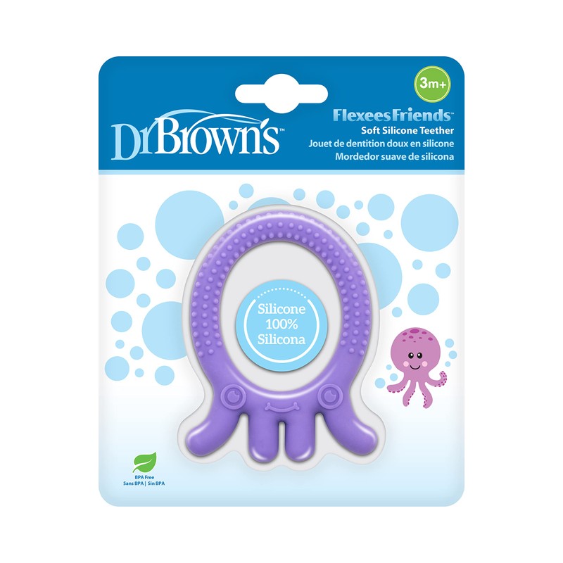 Dr. Brown's Flexees Friends Silicone Teether, Purple Octopus