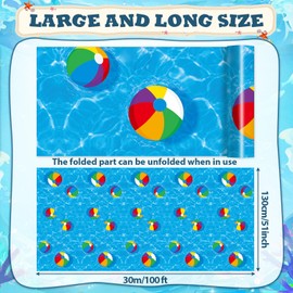 gisgfim Beach Ball Wall Tablecloth Roll 100FT x 51 Inch Disposable Summer Theme Wrapping Plastic Table Covers Roll Pool Party Backdrop for Home Classroom Family Tropical Birthday Parties Decorations
