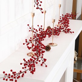 Wuhetyo Christmas Red Berry Garland, Artificial Red and Burgundy Berry Christmas Garland Christmas Decor for Winter Christmas Indoor Outdoor Home Fireplace Table Decorations(Large Berry)