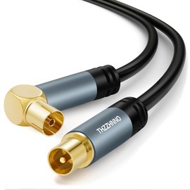 Thzzhnno TV Aerial RG6 Coaxial Cable Right Angle 25FT, 90 Degree Angled Female to Straight Male,Coax Cable for HDTV, CATV, DVB-T2/C/S, Cable Modem, Radio, Satellite Receivers