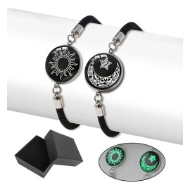 2pc Pulseras Para Parejas De Sol Y Luna Brilla Oscuridad