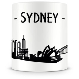 Samunshi® Sydney Skyline Coffee Cup / Tea Cup Height 95 mm / D 82 mm White
