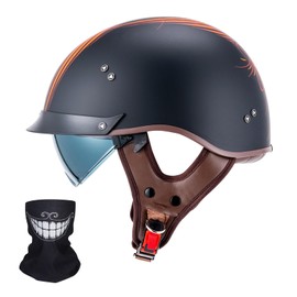 Half Motorcycle Helmets Open Face Sun Visor Quick Release Buckle DOT Approved Cruiser Pilot Helmets for Adults Men Women(F07A Angel,M)